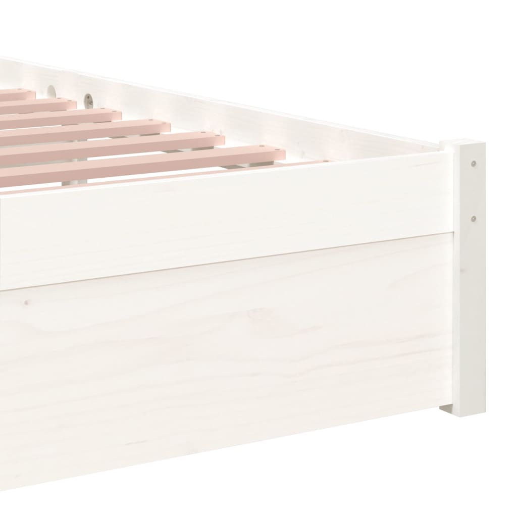 Solid Wood White Bed Frame - Single 90x190 cm | No Mattress