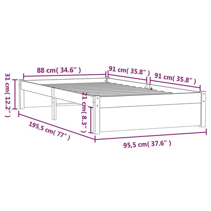 Solid Wood White Bed Frame - Single 90x190 cm | No Mattress
