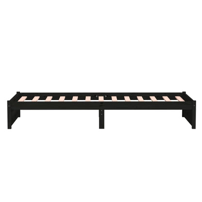 Black Solid Wood Single Bed Frame 90x190 cm - No Mattress Included