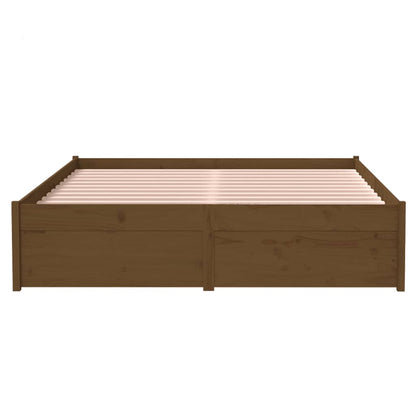 Compact Honey Brown Solid Wood Bed Frame 120x190 cm - Small Double