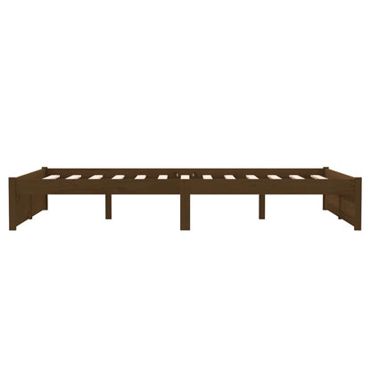 Compact Honey Brown Solid Wood Bed Frame 120x190 cm - Small Double