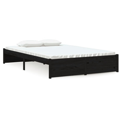Black Solid Wood Bed Frame 120x190 cm - Small Double Size