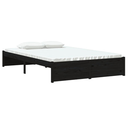 Black Solid Wood Bed Frame 120x190 cm - Small Double Size