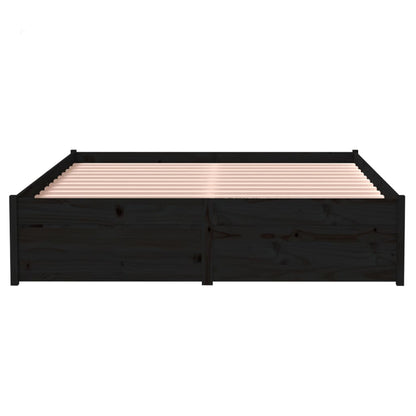 Black Solid Wood Bed Frame 120x190 cm - Small Double Size