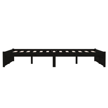 Black Solid Wood Bed Frame 120x190 cm - Small Double Size