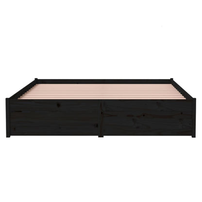 Solid Wood Bed Frame, Black, 140x190 cm - Mattress Not Included