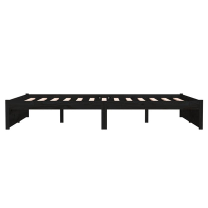 Solid Wood Bed Frame, Black, 140x190 cm - Mattress Not Included