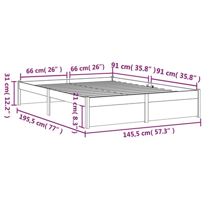 Solid Wood Bed Frame, Black, 140x190 cm - Mattress Not Included