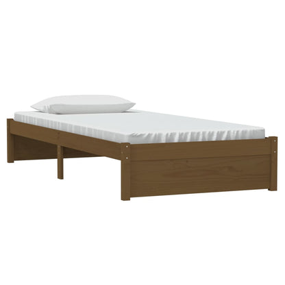 Solid Wood Honey Brown Bed Frame 90x200 cm - No Mattress Included
