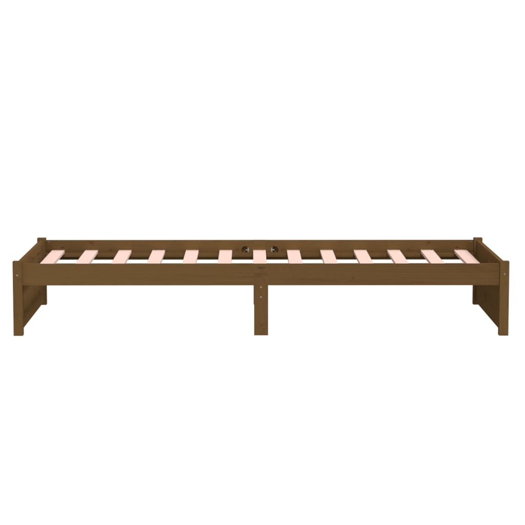 Solid Wood Honey Brown Bed Frame 90x200 cm - No Mattress Included