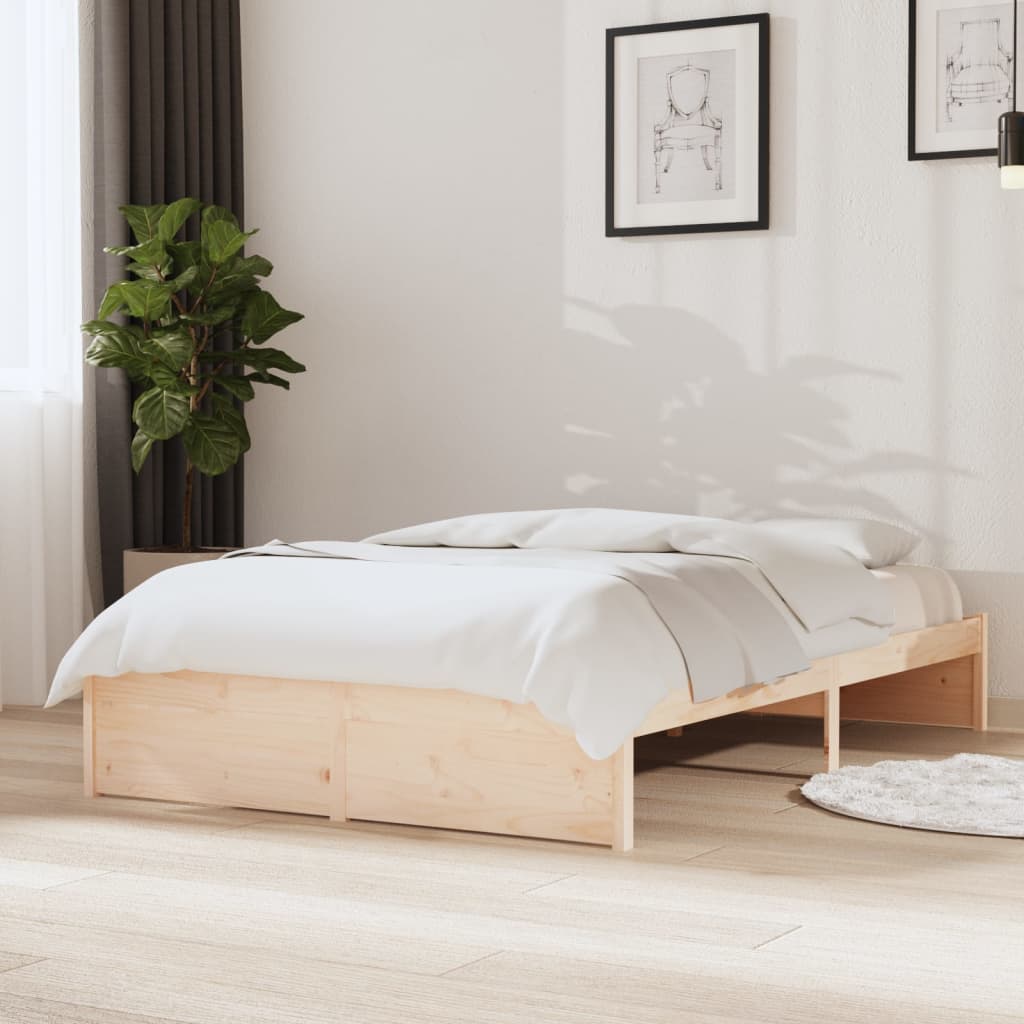 Solid Wood Bed Frame, Natural Finish, 120x200 cm - No Mattress