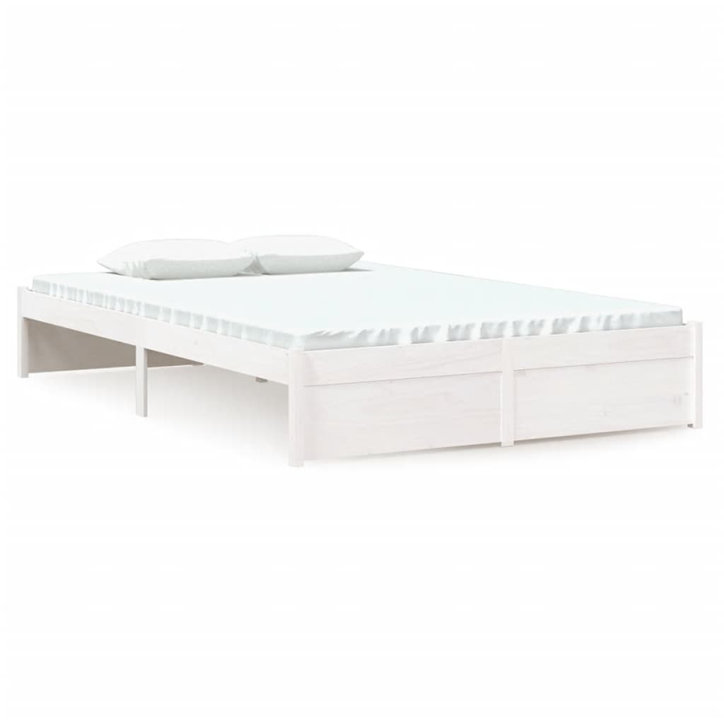 Solid Wood White Bed Frame 120x200 cm - Mattress Not Included