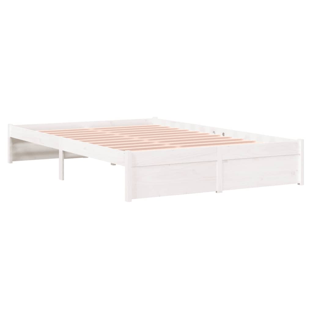 Solid Wood White Bed Frame 120x200 cm - Mattress Not Included