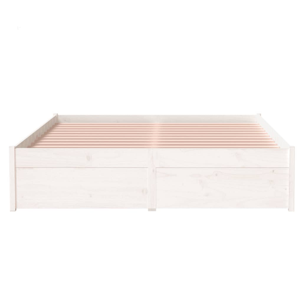 Solid Wood White Bed Frame 120x200 cm - Mattress Not Included