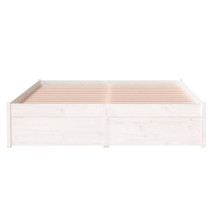 Solid Wood White Bed Frame 120x200 cm - Mattress Not Included