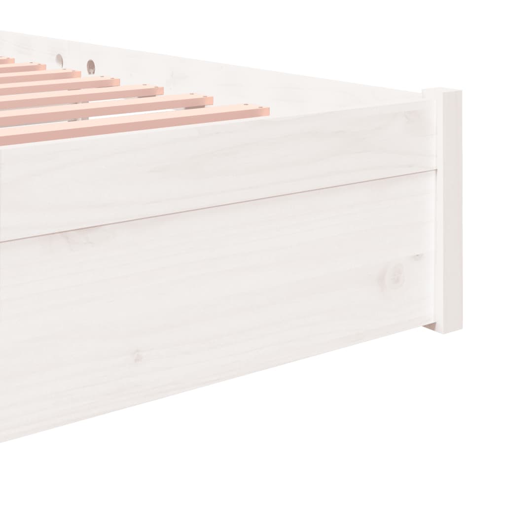 Solid Wood White Bed Frame 120x200 cm - Mattress Not Included