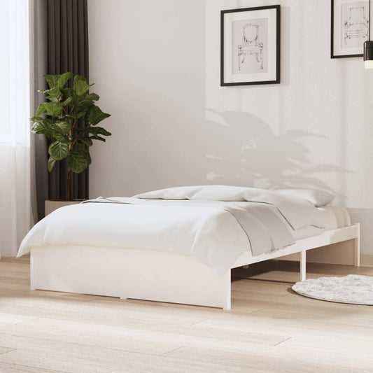 Solid Wood White Bed Frame 120x200 cm - Mattress Not Included