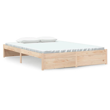 Solid Wood Bed Frame 140x200 cm - No Mattress, Natural Finish