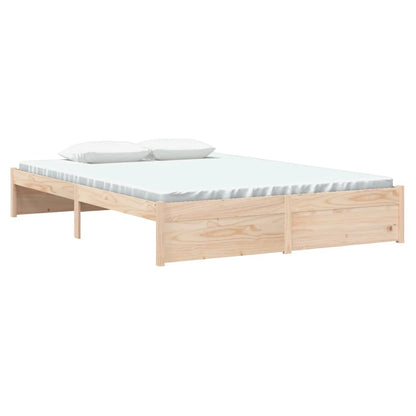 Solid Wood Bed Frame 140x200 cm - No Mattress, Natural Finish
