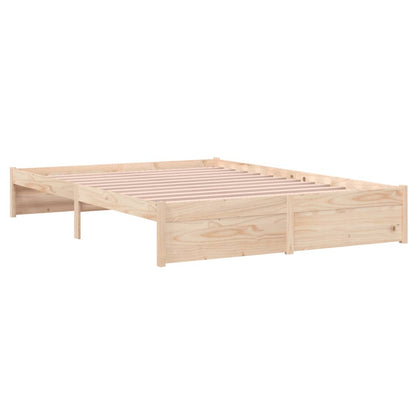 Solid Wood Bed Frame 140x200 cm - No Mattress, Natural Finish