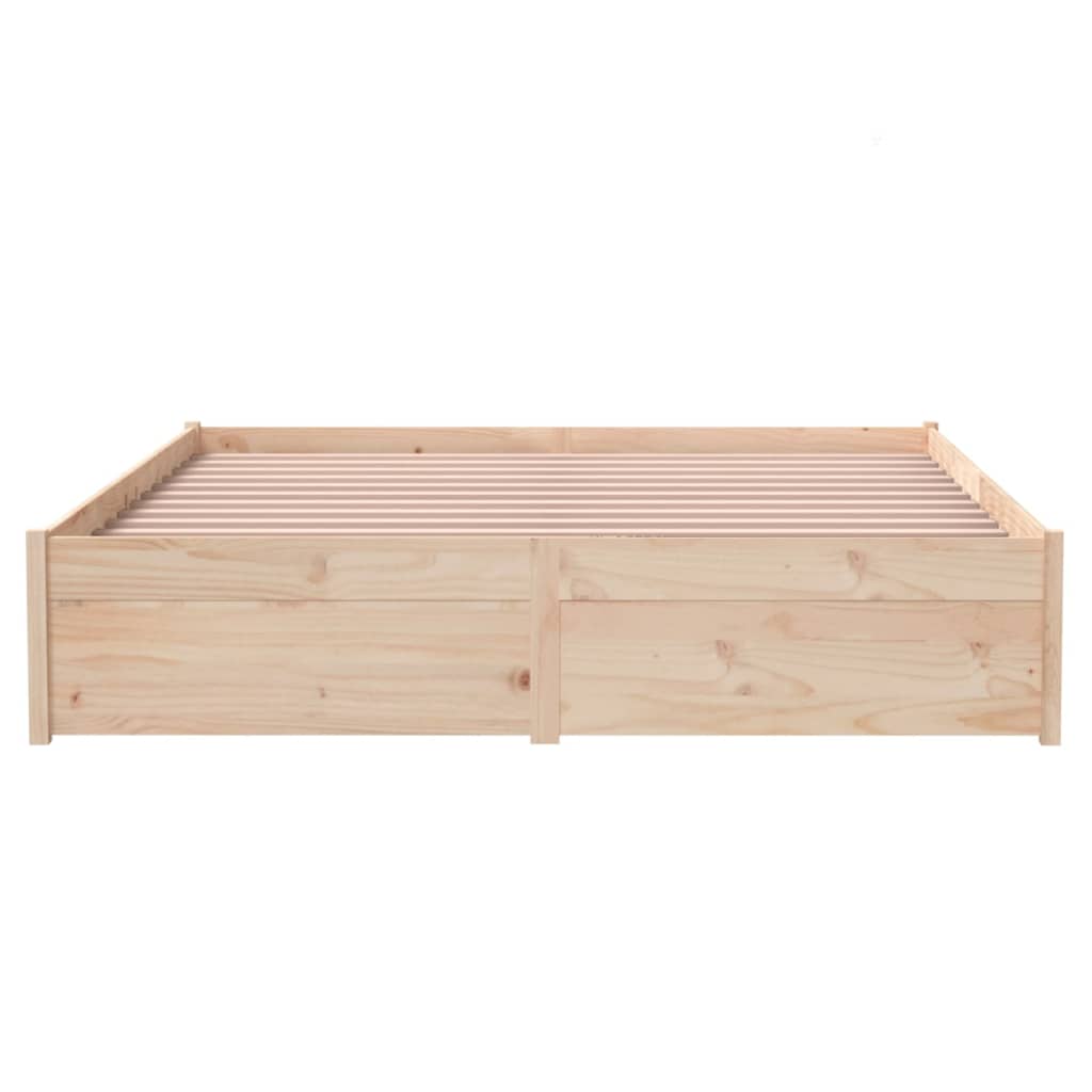 Solid Wood Bed Frame 140x200 cm - No Mattress, Natural Finish