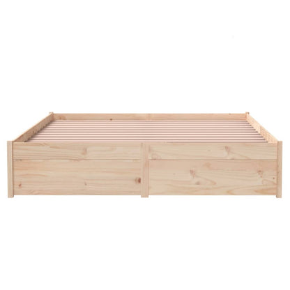 Solid Wood Bed Frame 140x200 cm - No Mattress, Natural Finish