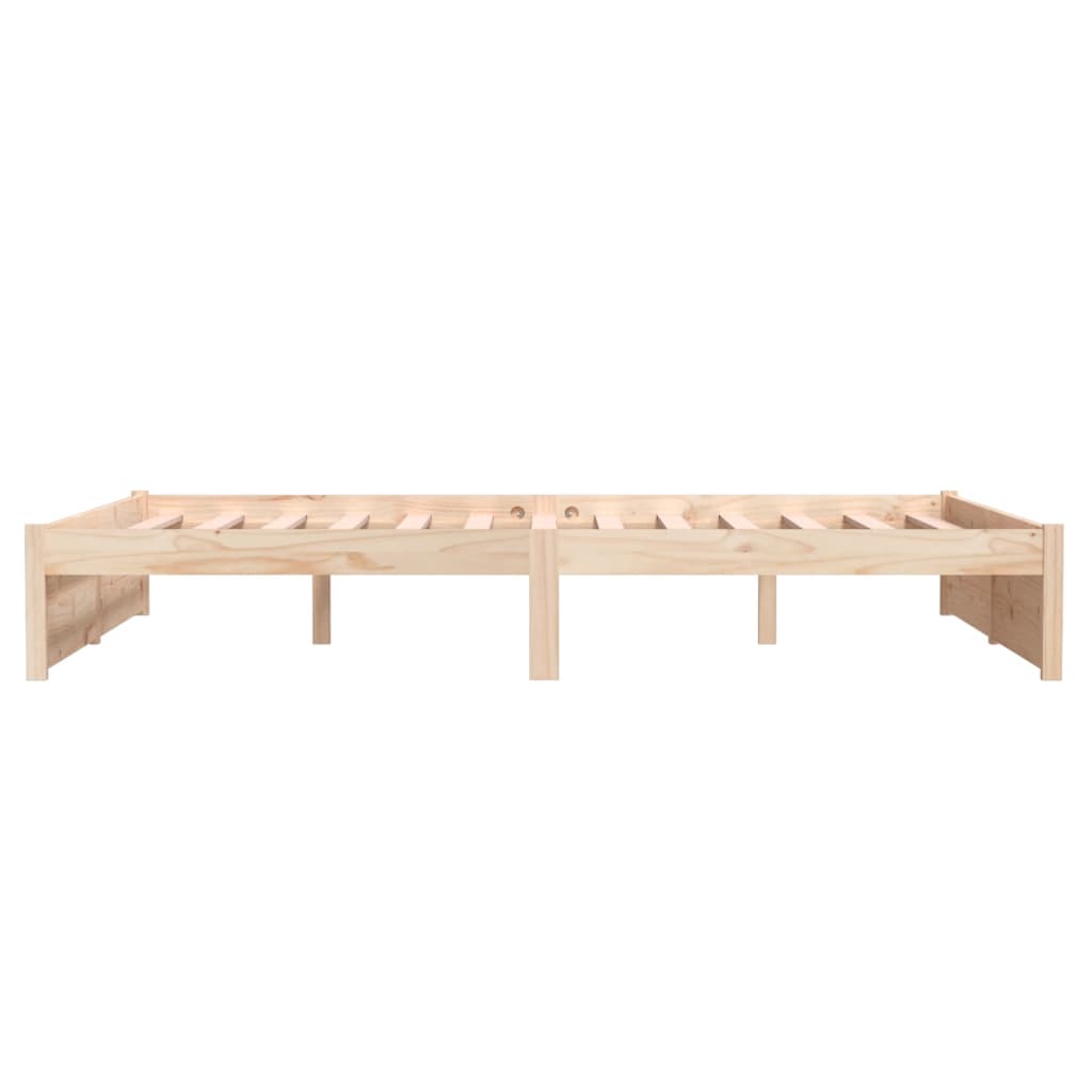 Solid Wood Bed Frame 140x200 cm - No Mattress, Natural Finish