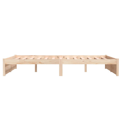 Solid Wood Bed Frame 140x200 cm - No Mattress, Natural Finish