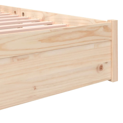 Solid Wood Bed Frame 140x200 cm - No Mattress, Natural Finish