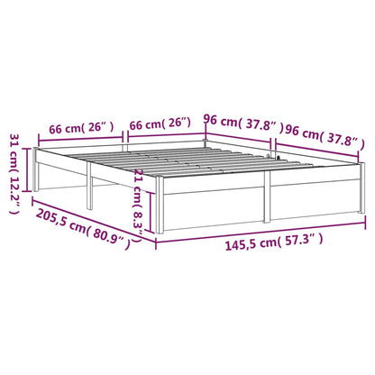 Solid Wood Bed Frame 140x200 cm - No Mattress, Natural Finish