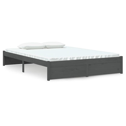 Elegant Grey Solid Wood Bed Frame 140x200 cm - No Mattress