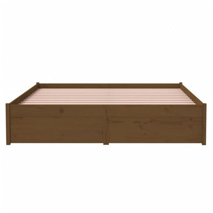 Solid Wood Bed Frame 140x200 cm, Honey Brown Finish