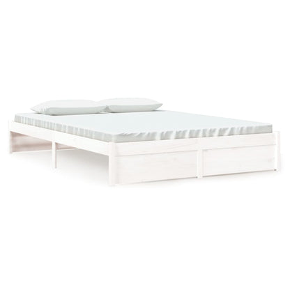White Solid Wood Bed Frame 160x200 cm - Mattress Not Included