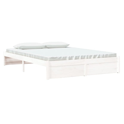 White Solid Wood Bed Frame 160x200 cm - Mattress Not Included