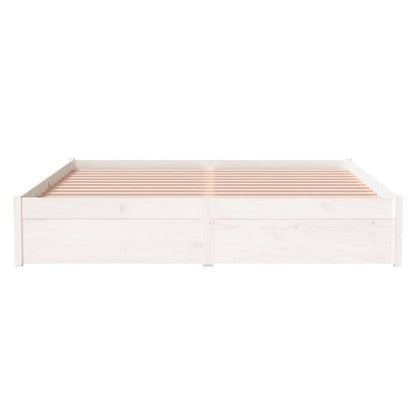 White Solid Wood Bed Frame 160x200 cm - Mattress Not Included