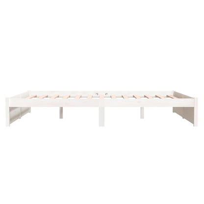 White Solid Wood Bed Frame 160x200 cm - Mattress Not Included