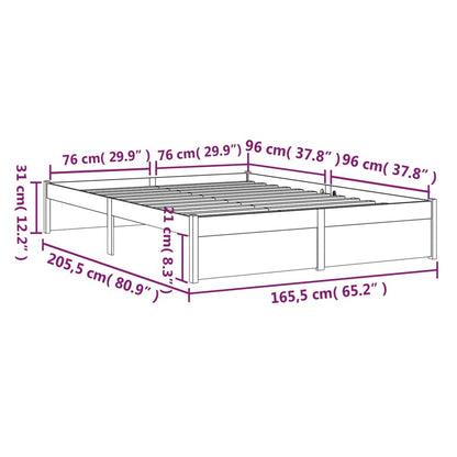 White Solid Wood Bed Frame 160x200 cm - Mattress Not Included