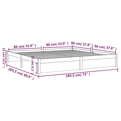 Solid Wood 180x200 cm Super King Bed Frame - No Mattress