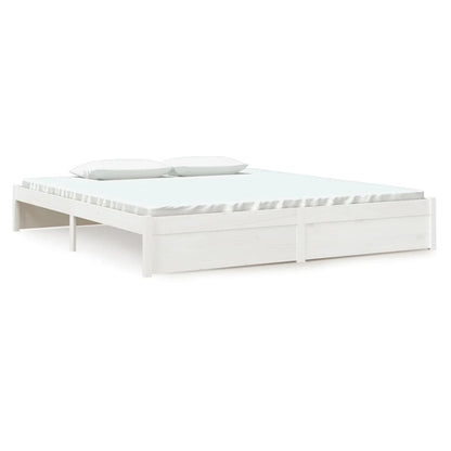 White Solid Wood Bed Frame - Super King 180x200 cm (No Mattress)