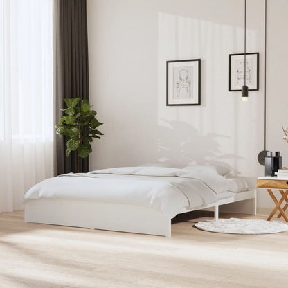 White Solid Wood Bed Frame - Super King 180x200 cm (No Mattress)
