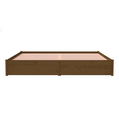 Honey Brown Solid Wood Bed Frame 200x200 cm - No Mattress Included