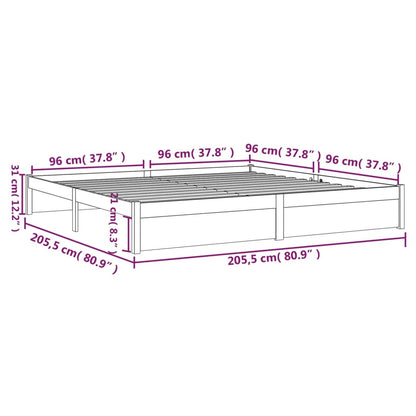 Honey Brown Solid Wood Bed Frame 200x200 cm - No Mattress Included