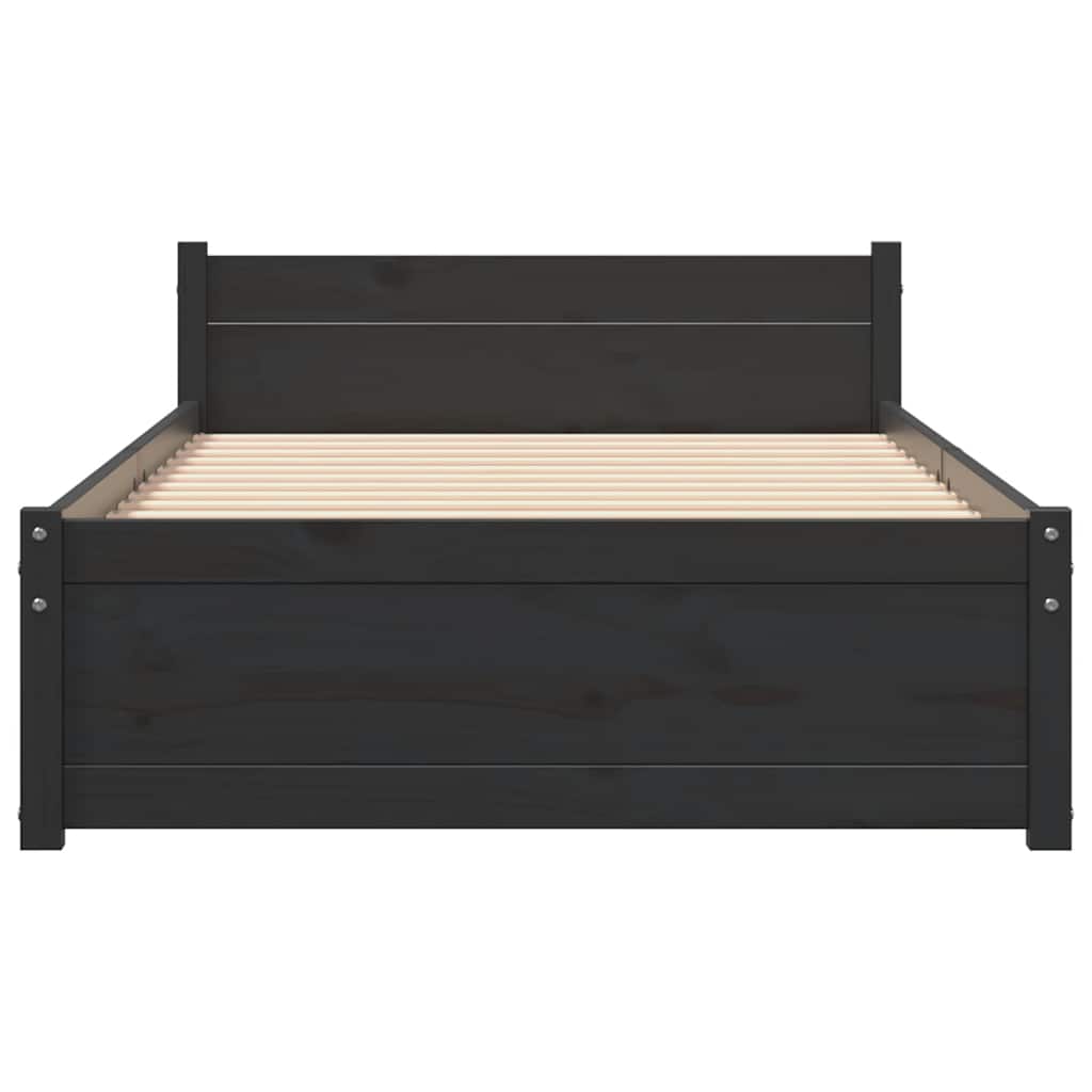 Solid Wood Bed Frame Black 75x190 cm Small Single Without Mattress