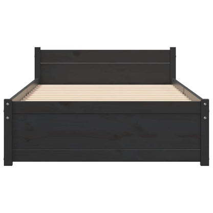 Solid Wood Bed Frame Black 75x190 cm Small Single Without Mattress