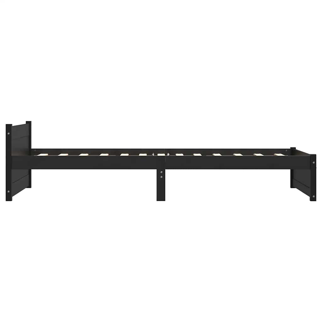 Solid Wood Bed Frame Black 75x190 cm Small Single Without Mattress