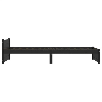 Solid Wood Bed Frame Black 75x190 cm Small Single Without Mattress