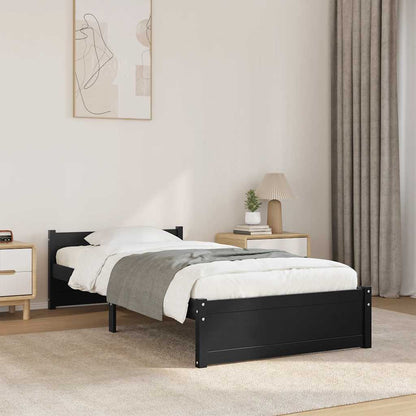 Solid Wood Bed Frame Black 75x190 cm Small Single Without Mattress