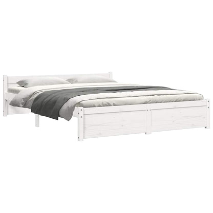 Solid Wood Bed Frame - White 140x200 cm (Mattress Not Included)