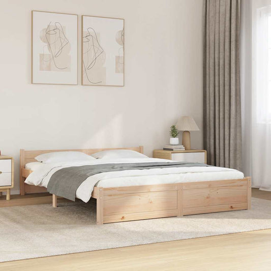 Solid Wood King Size Bed Frame 150x200 cm - No Mattress Included