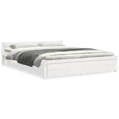 White Solid Wood King Size Bed Frame 150x200 cm Without Mattress